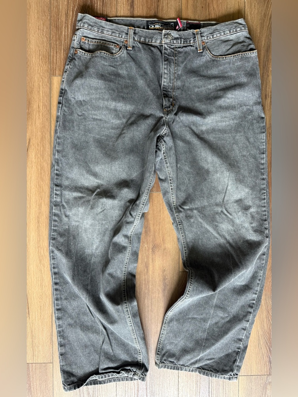 Vintage Quicksilver Quik Jeans Baggy Wide Leg Denim Size 38x30 Gray Skater Surf